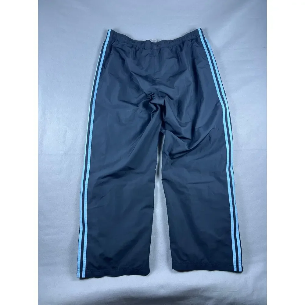 VTG Y2K Adidas Track Pants 3 Stripe Men XL Black Blue Streetwear Sporty UNC